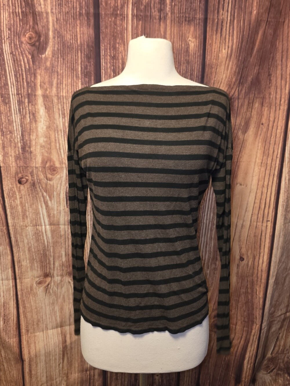 Vince Long Sleeve TShirt Size S Brown/Black Stripe